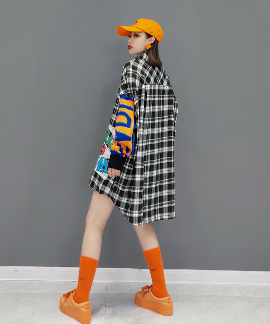 Rubber Print Check Blouse