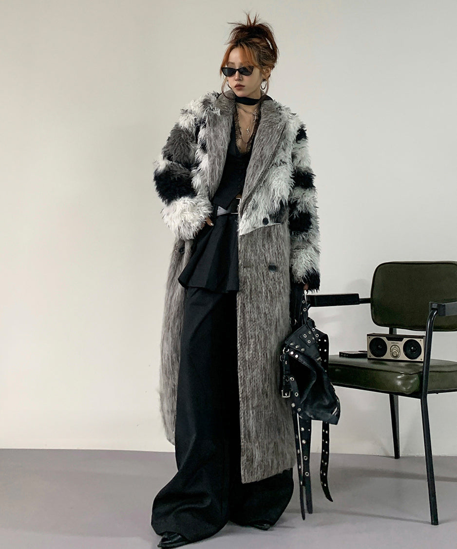 Faux Fur Splicing Coat