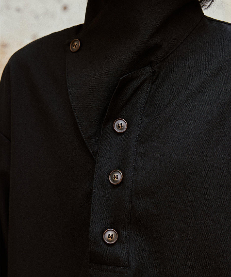 Retro Button Stand Collar Blouse
