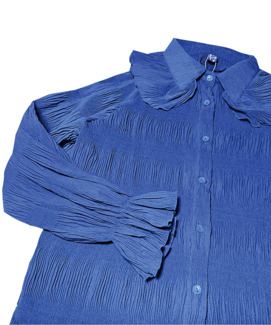 Petal Collar Pleated Blouse
