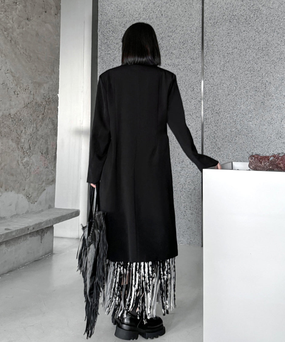 Solid Collar Long Jacket