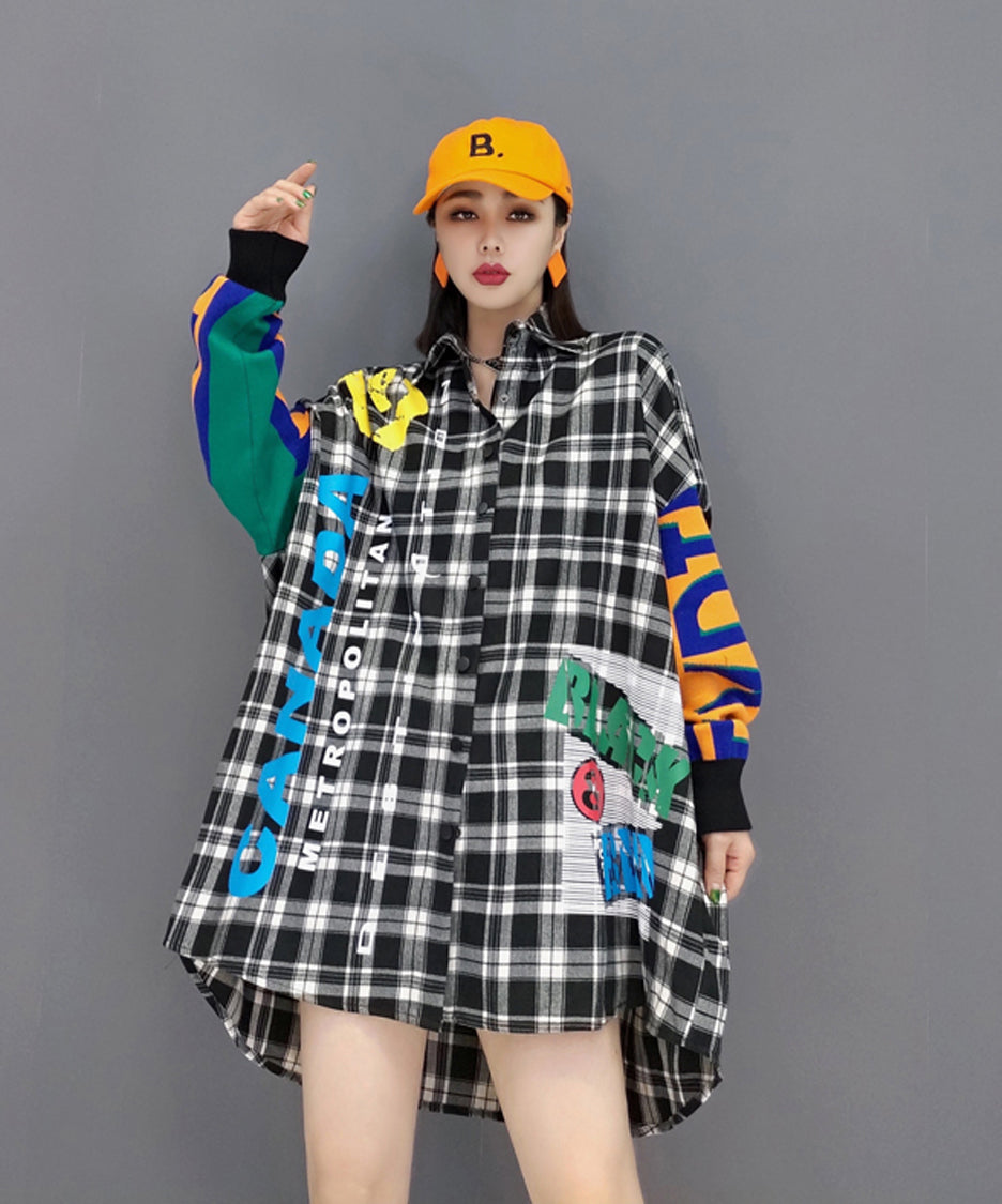 Rubber Print Check Blouse