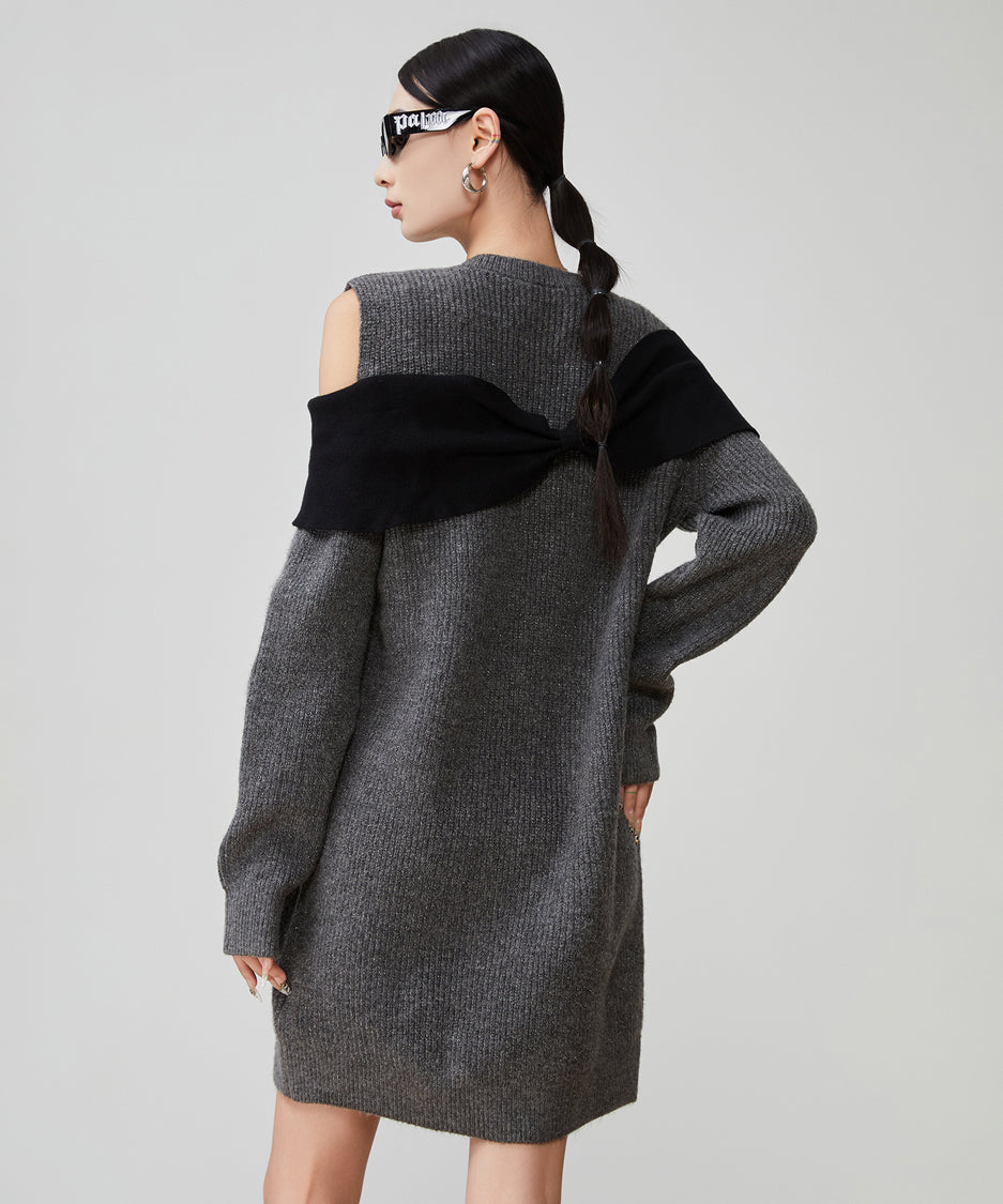 Shoulder Cut-out Knit Dress
