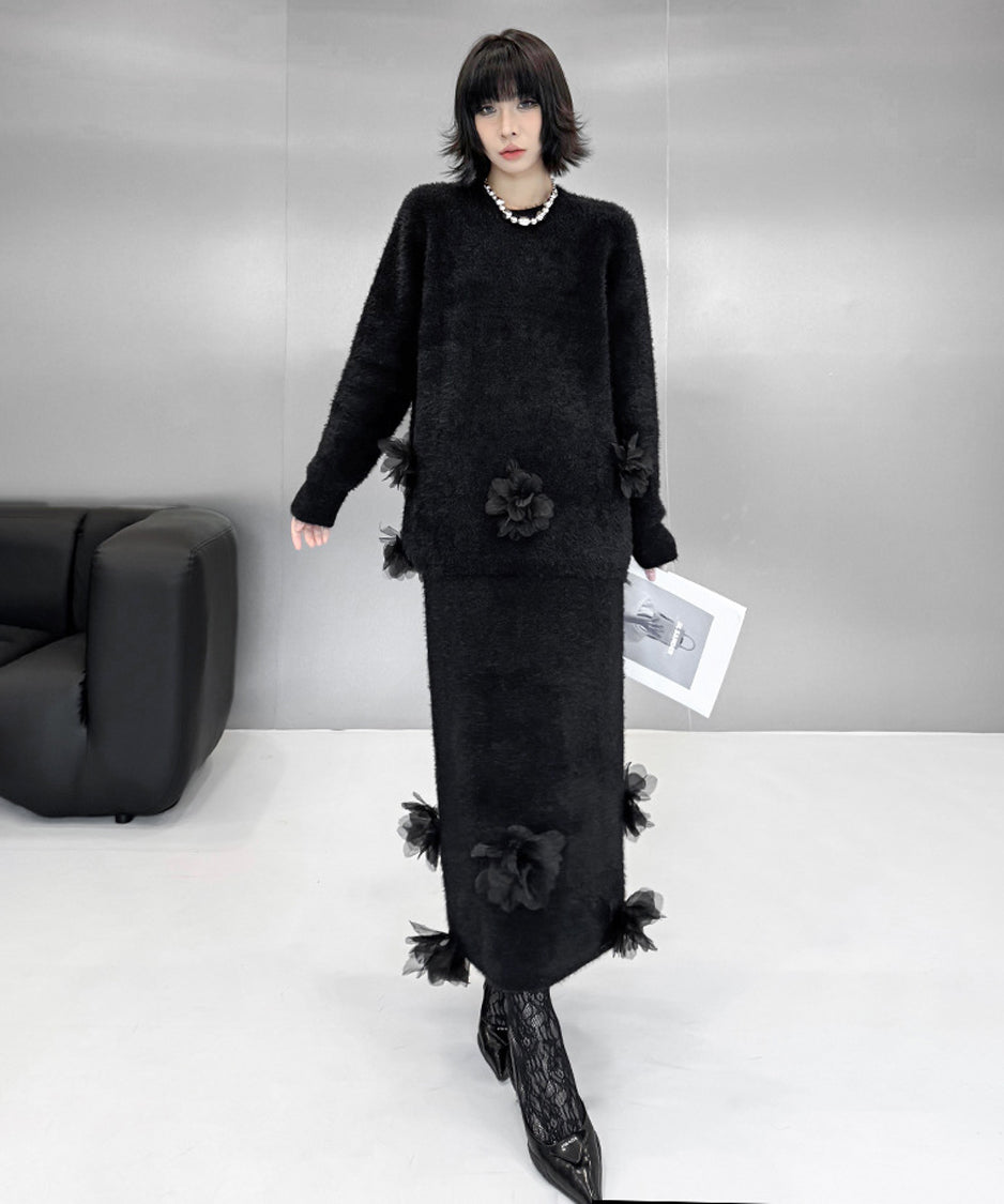 Three-dimensional Flower Top &amp; Skirt