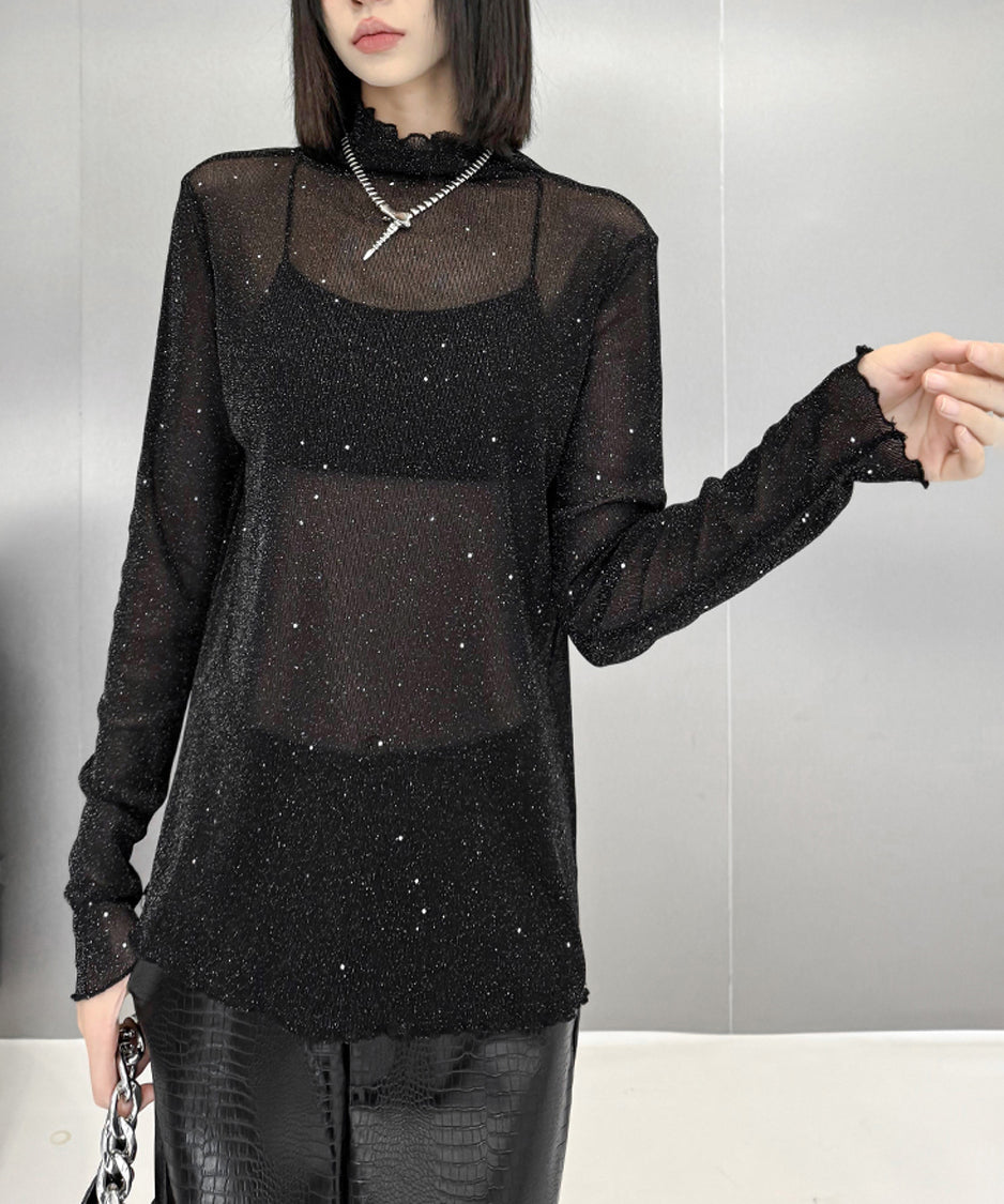 Shiny Turtleneck Top
