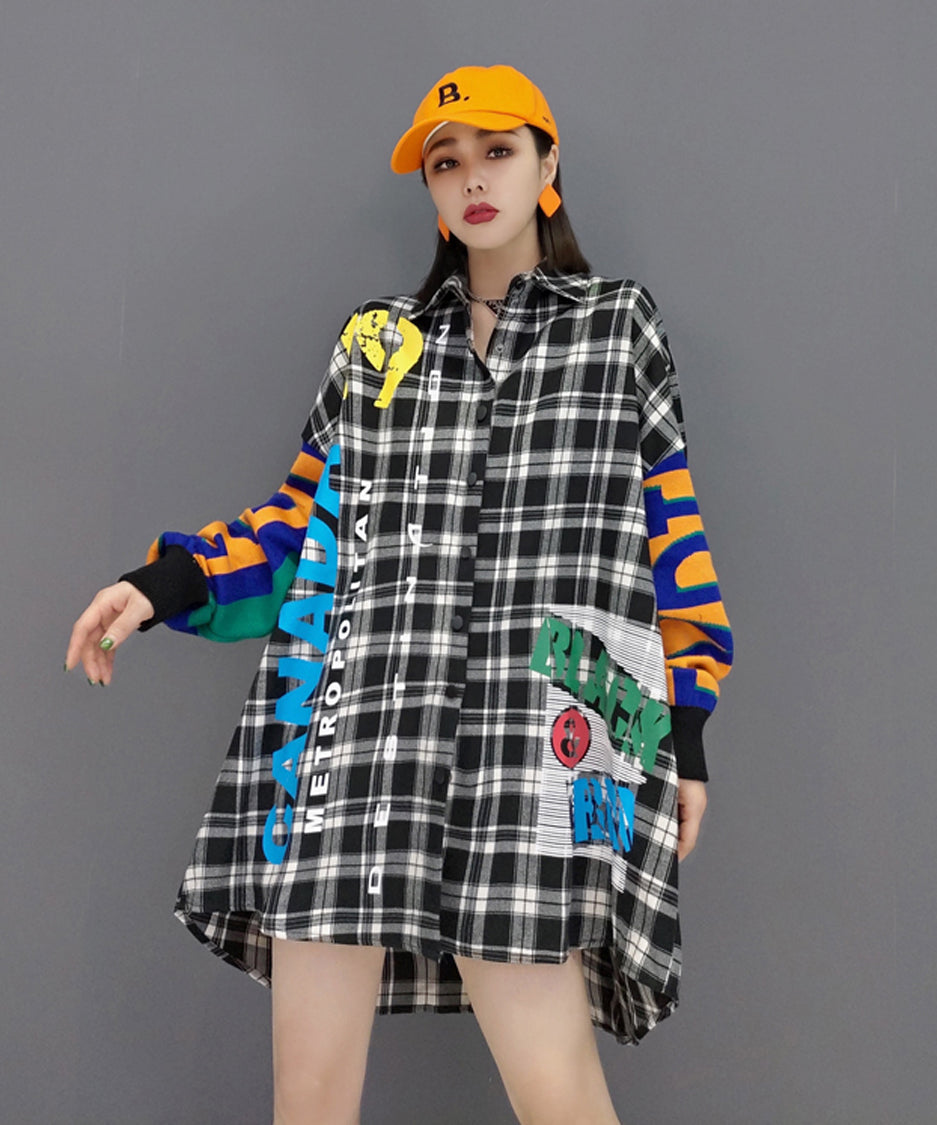 Rubber Print Check Blouse