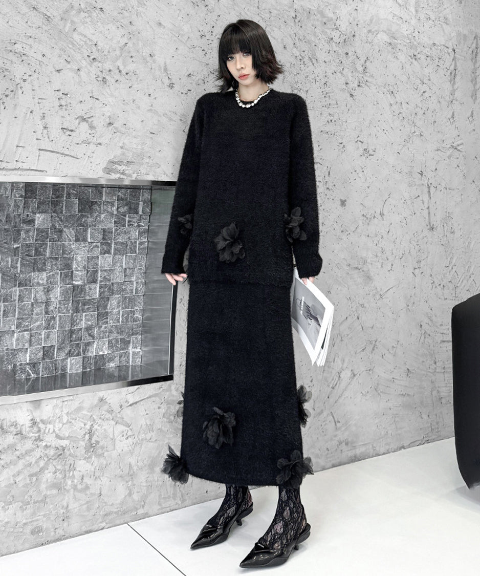 Three-dimensional Flower Top &amp; Skirt
