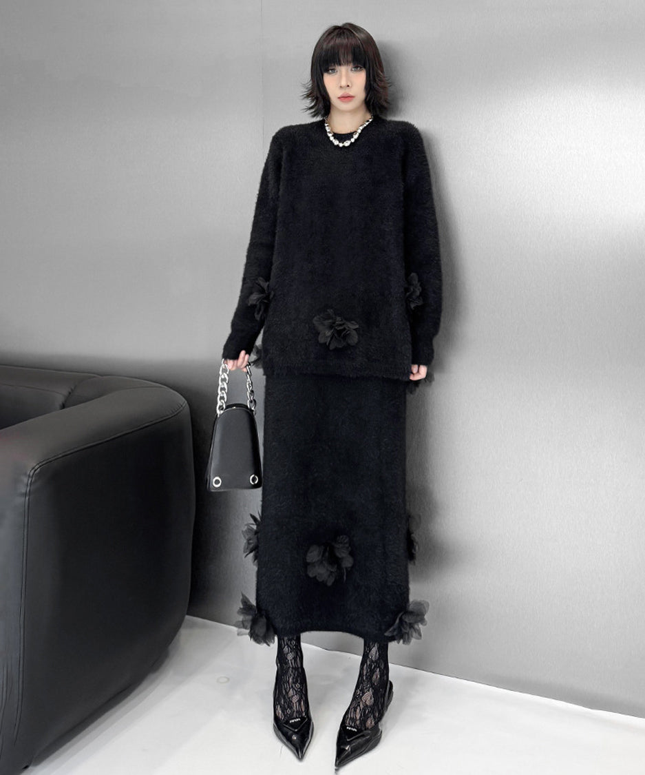 Three-dimensional Flower Top &amp; Skirt