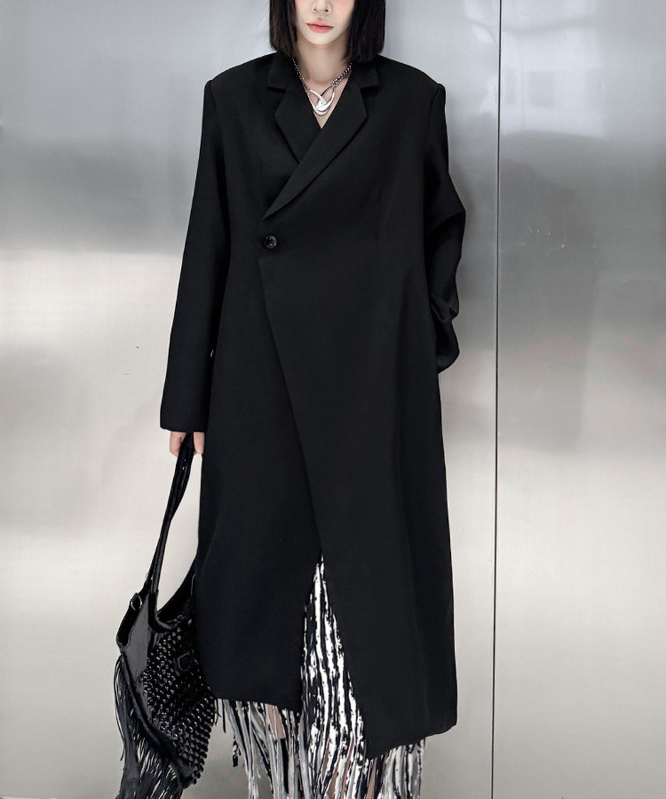 Solid Collar Long Jacket
