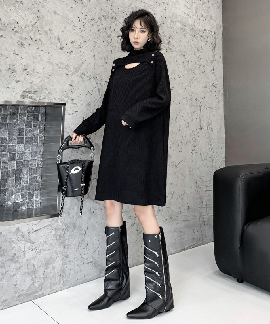 Half Turtleneck Knit Dress