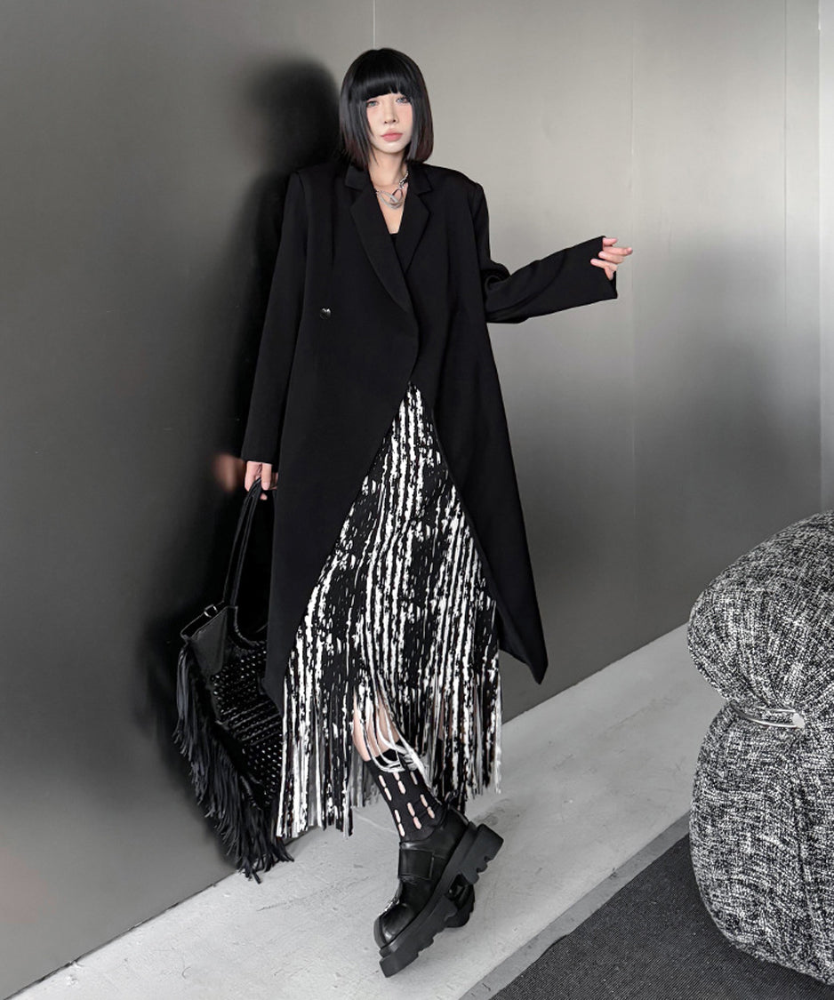 Solid Collar Long Jacket