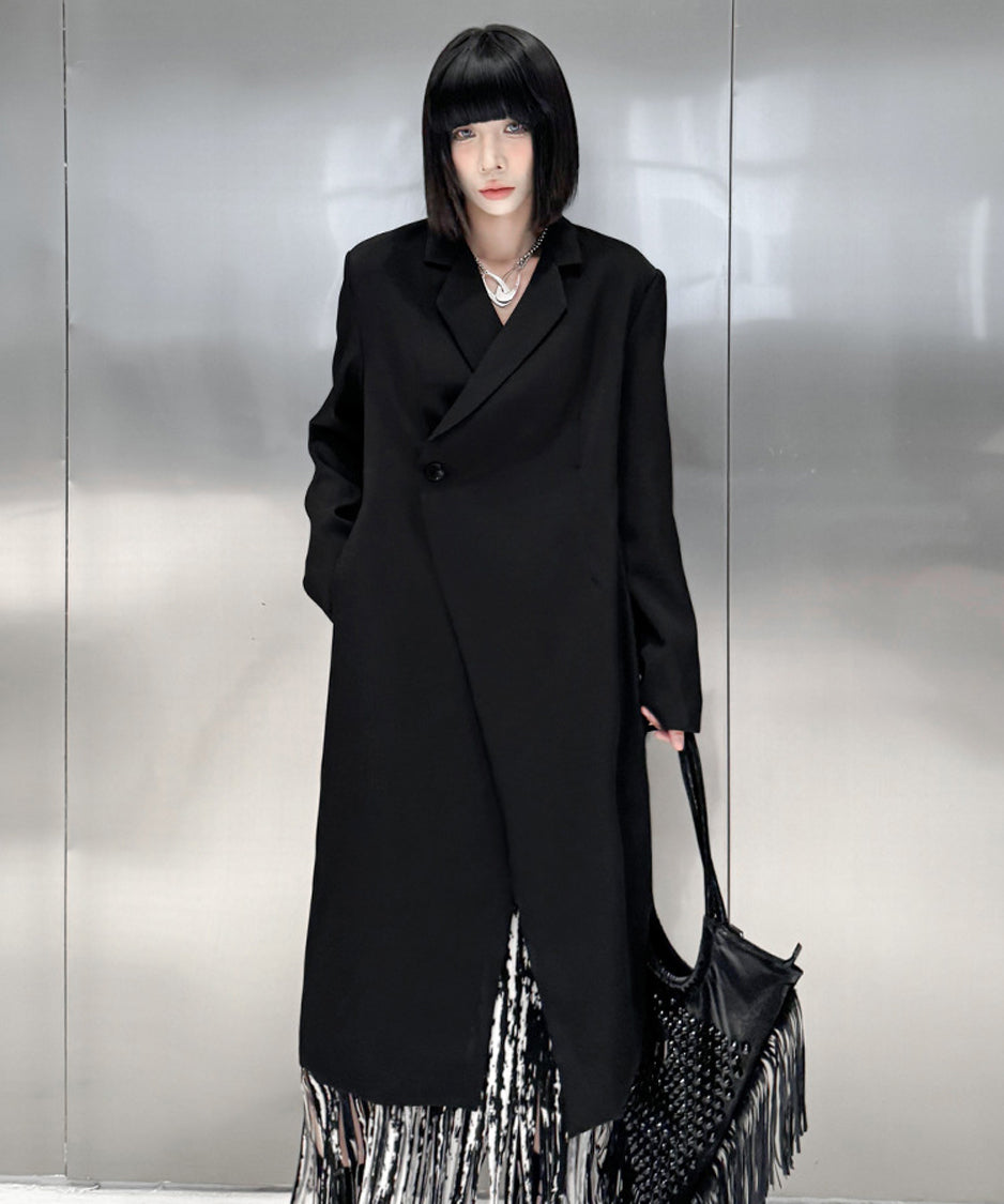 Solid Collar Long Jacket