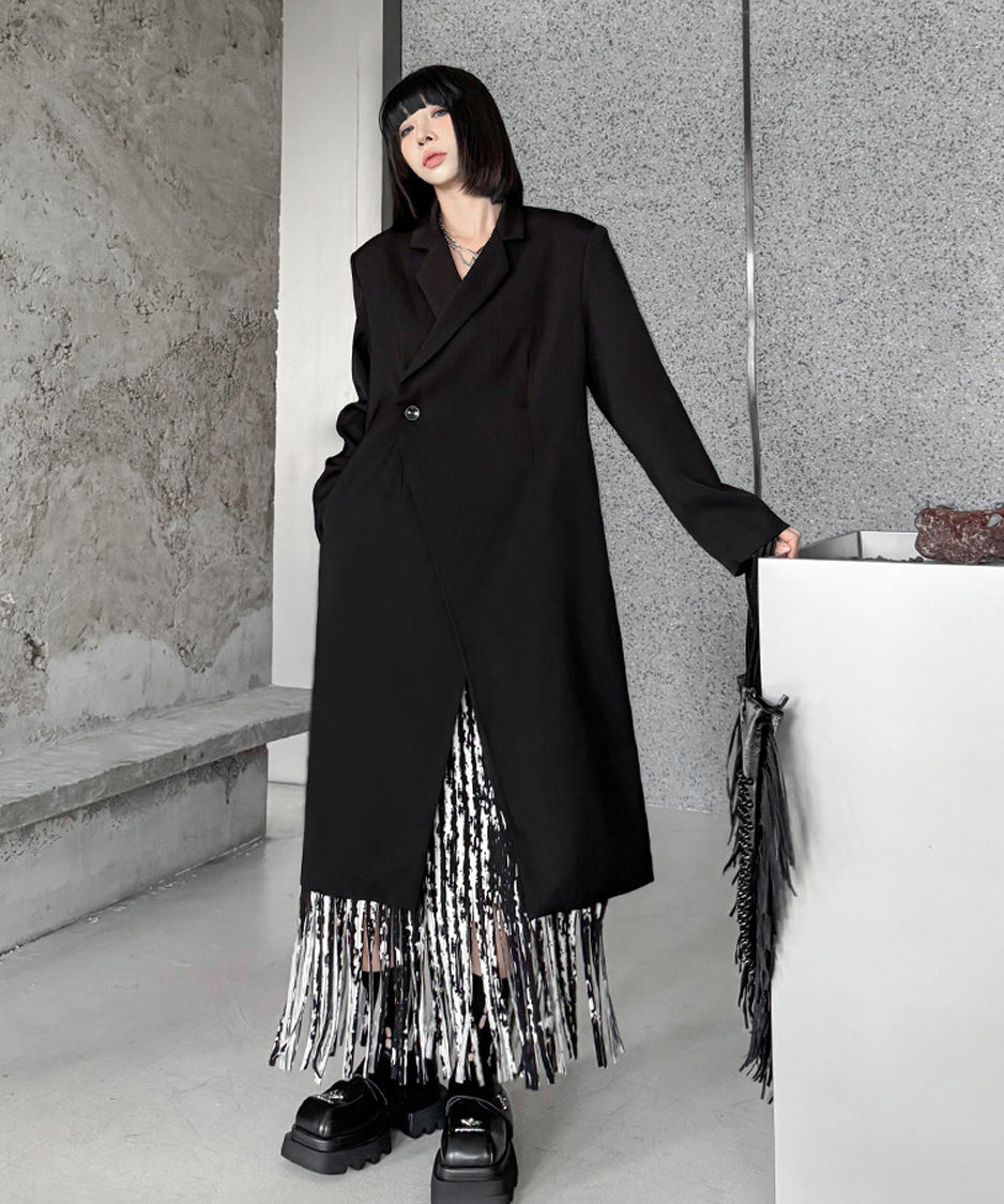 Solid Collar Long Jacket