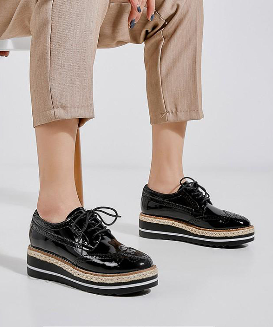 Lace-up Wedge Heel Shoes