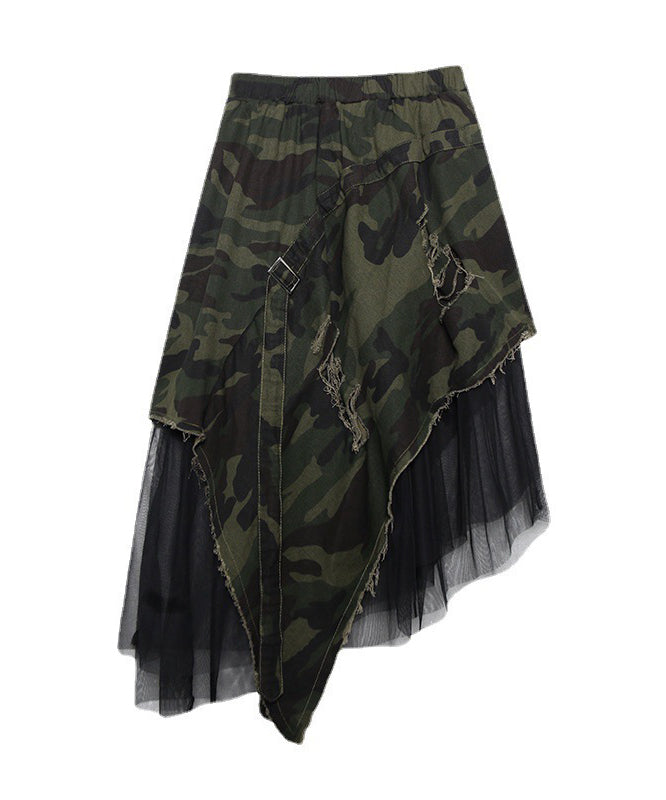 Mesh Layered Camouflage Skirt