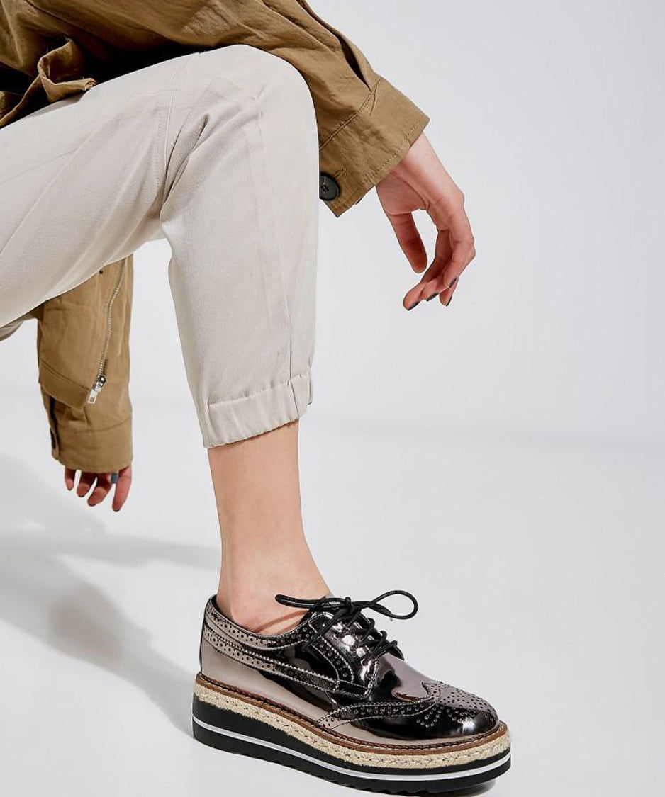 Lace-up Wedge Heel Shoes