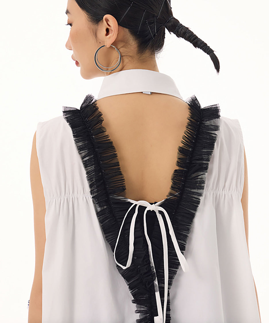 Tulle Line Backless Dress