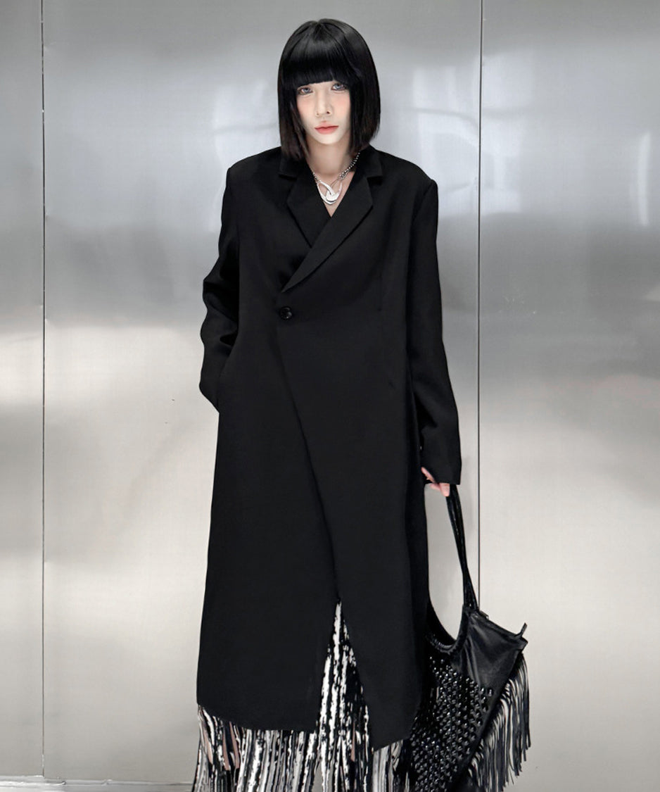 Solid Collar Long Jacket