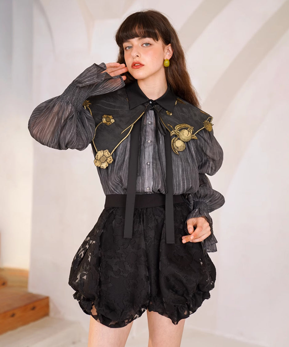 Gather Puff Sleeve Blouse