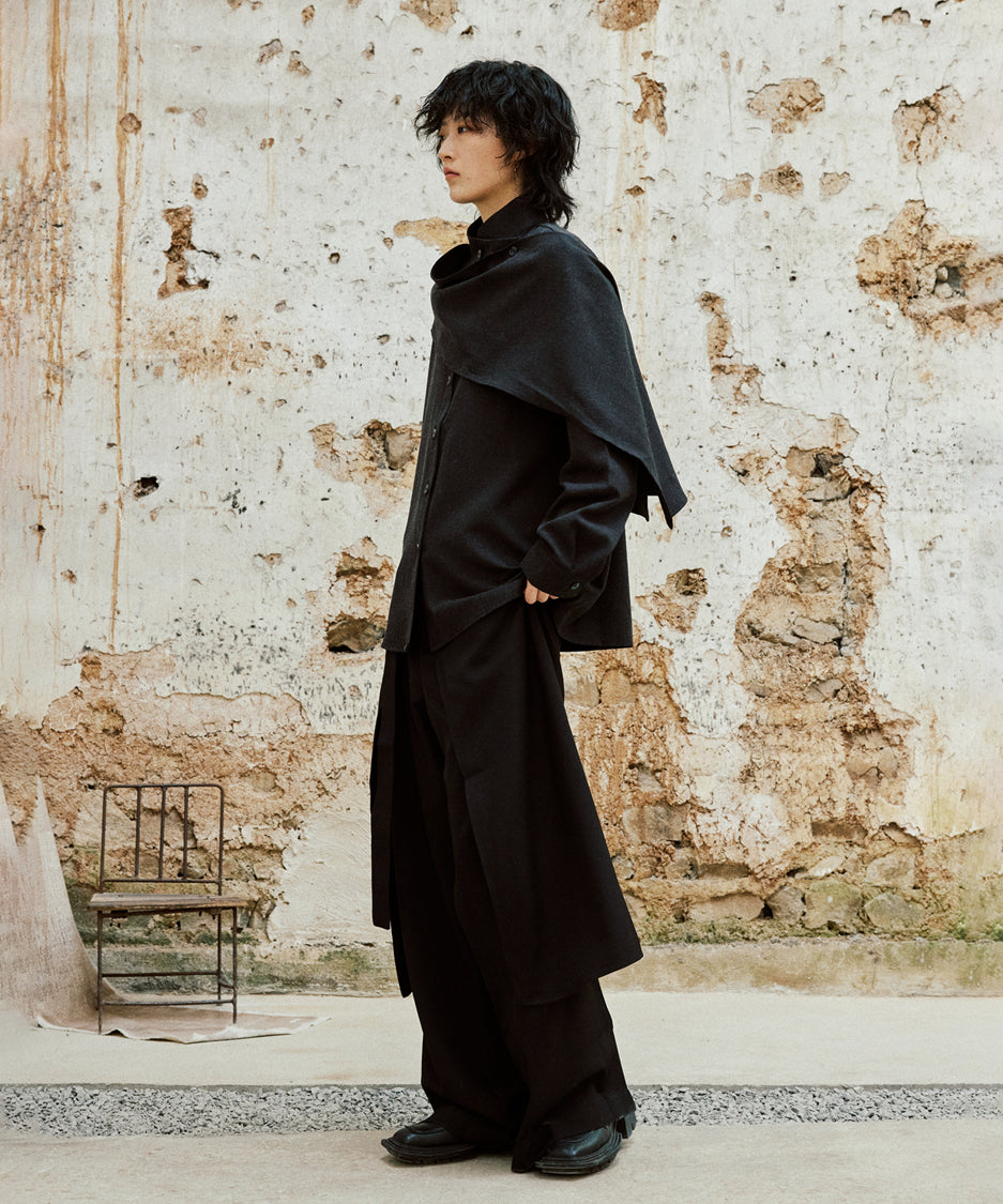 Cross Stand Collar Scarf Blouse