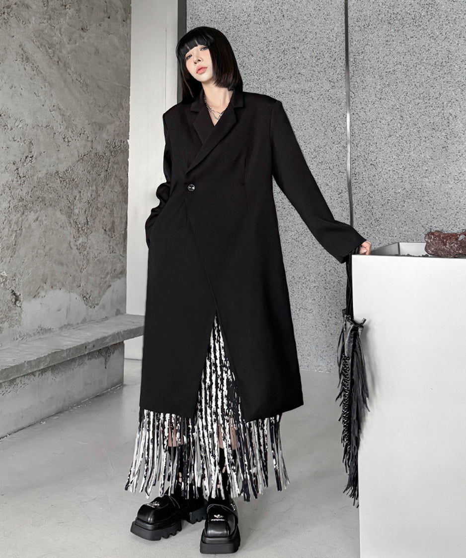 Solid Collar Long Jacket
