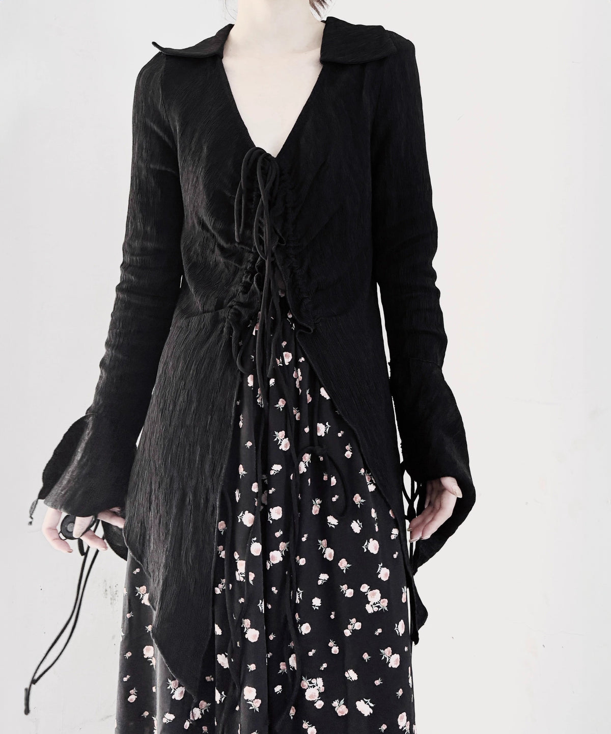 V-neck Bell Sleeve Blouse