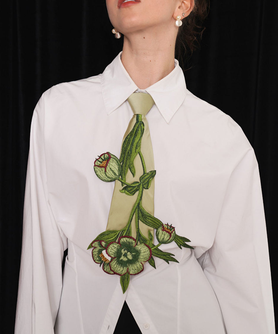 Botanical Embroidery Tie