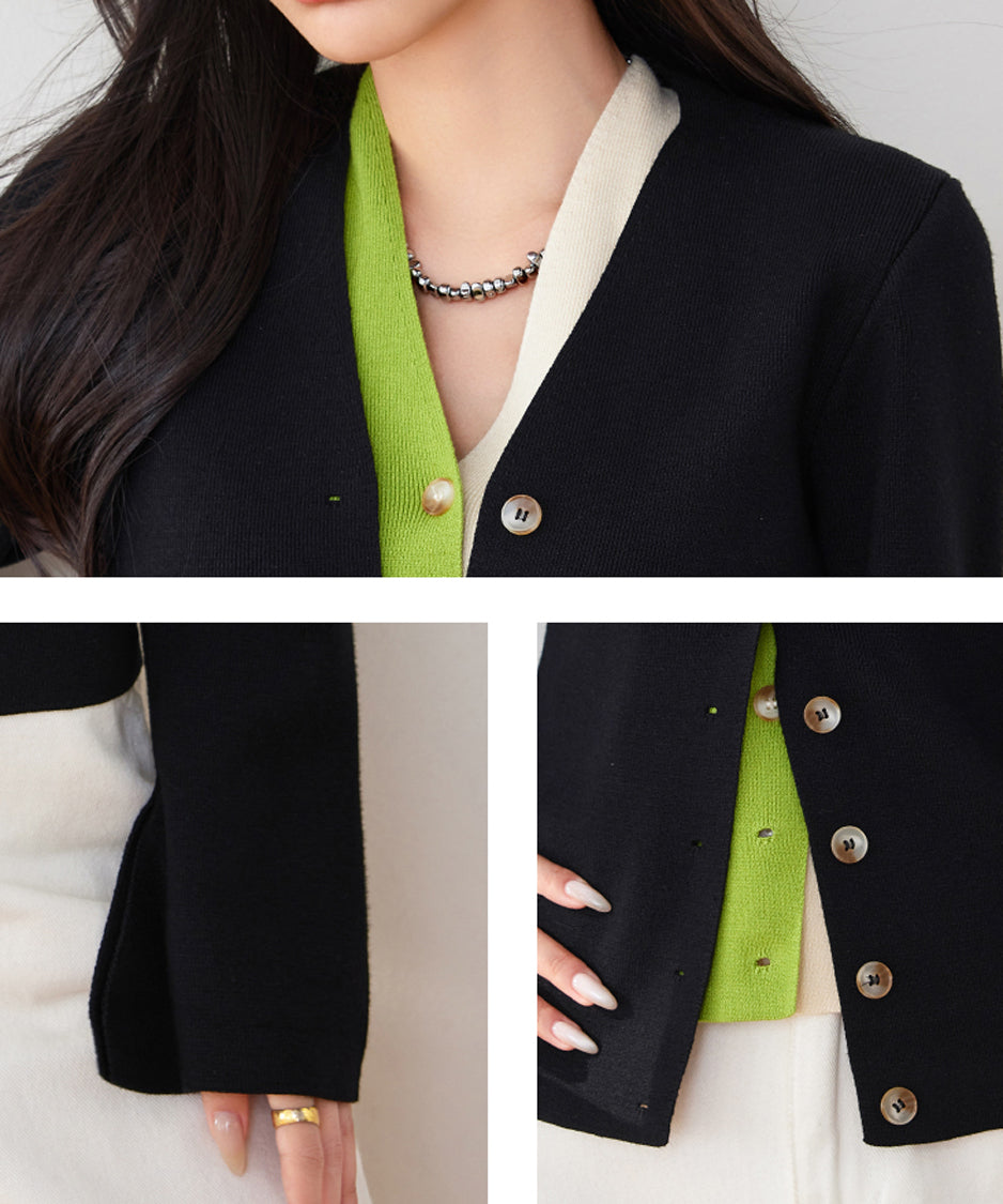 Contrast Double Cardigan