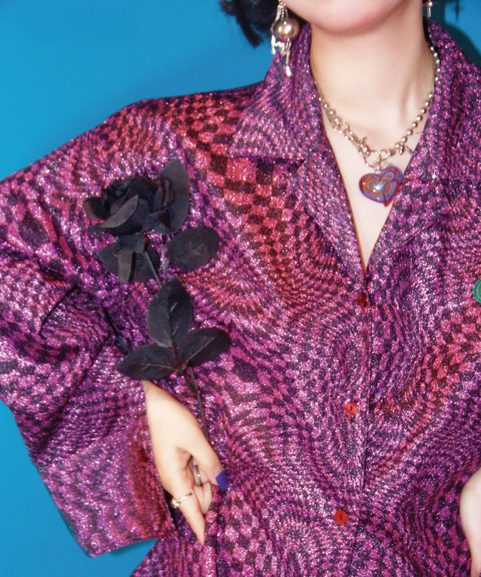 Shiny Checkerboard Blouse