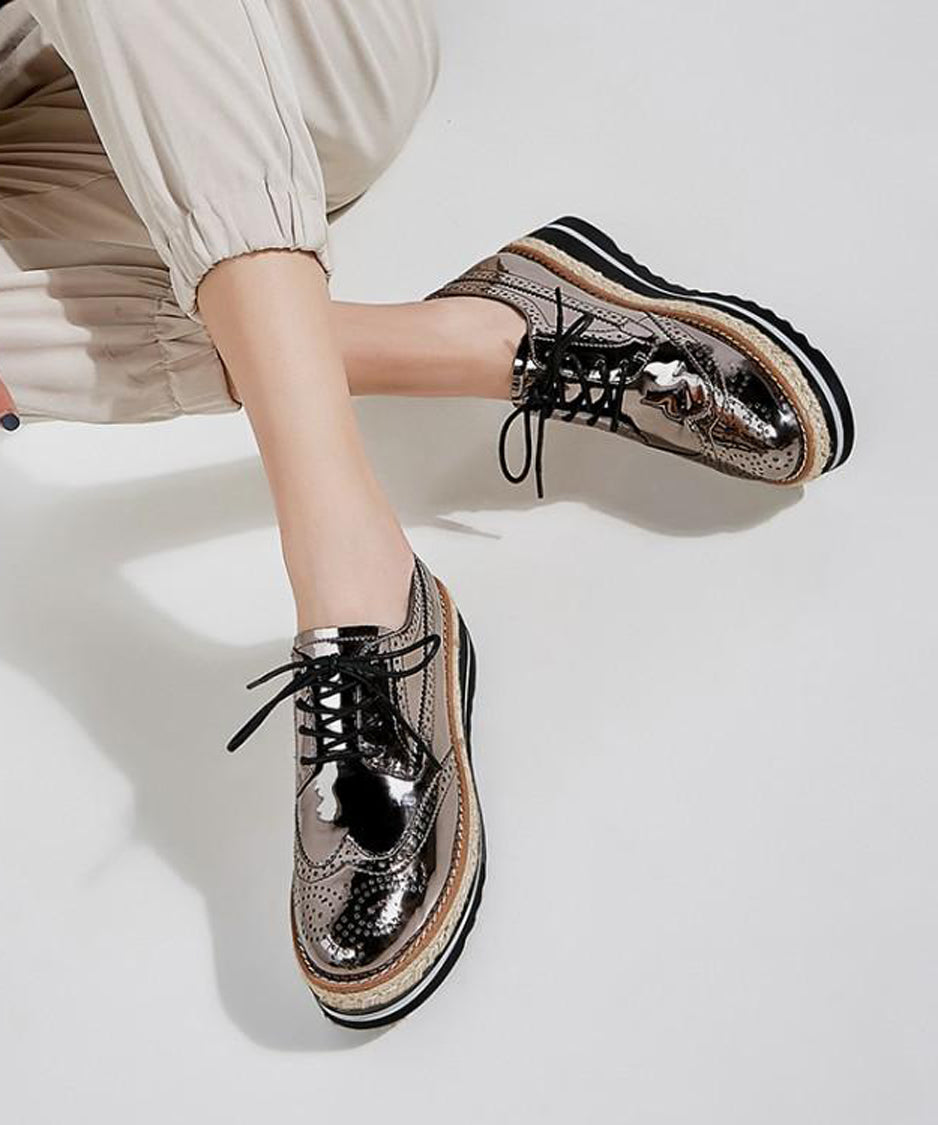 Lace-up Wedge Heel Shoes