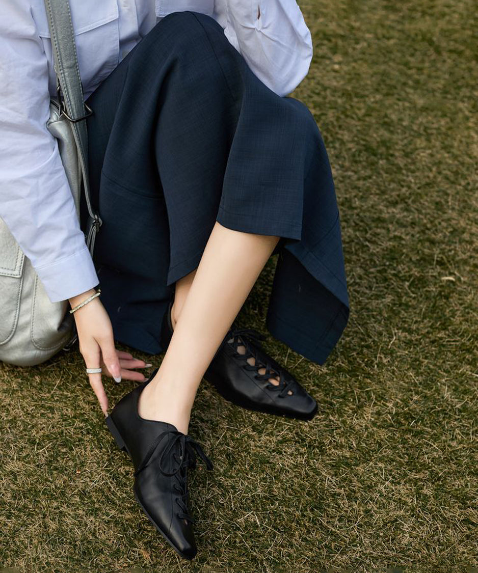 Lace Up Flat Shoes