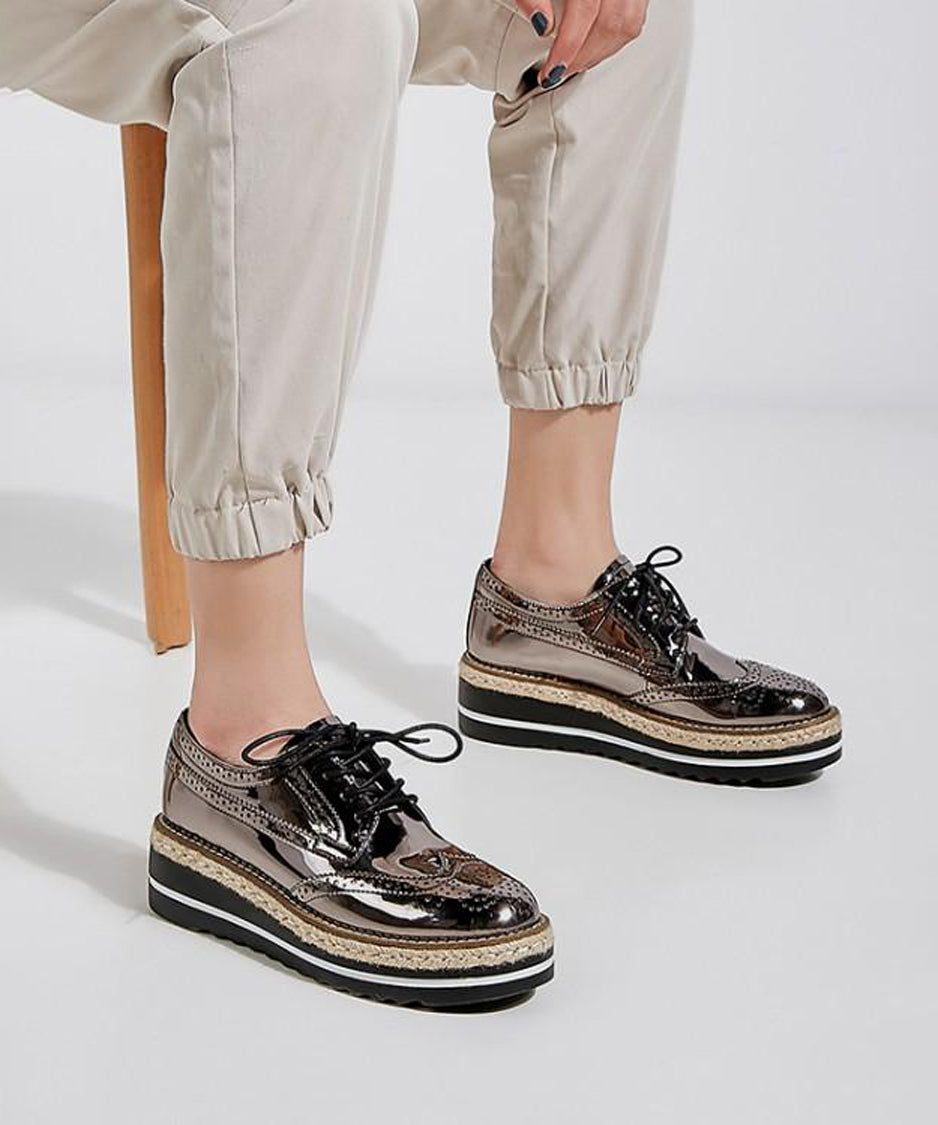 Lace-up Wedge Heel Shoes