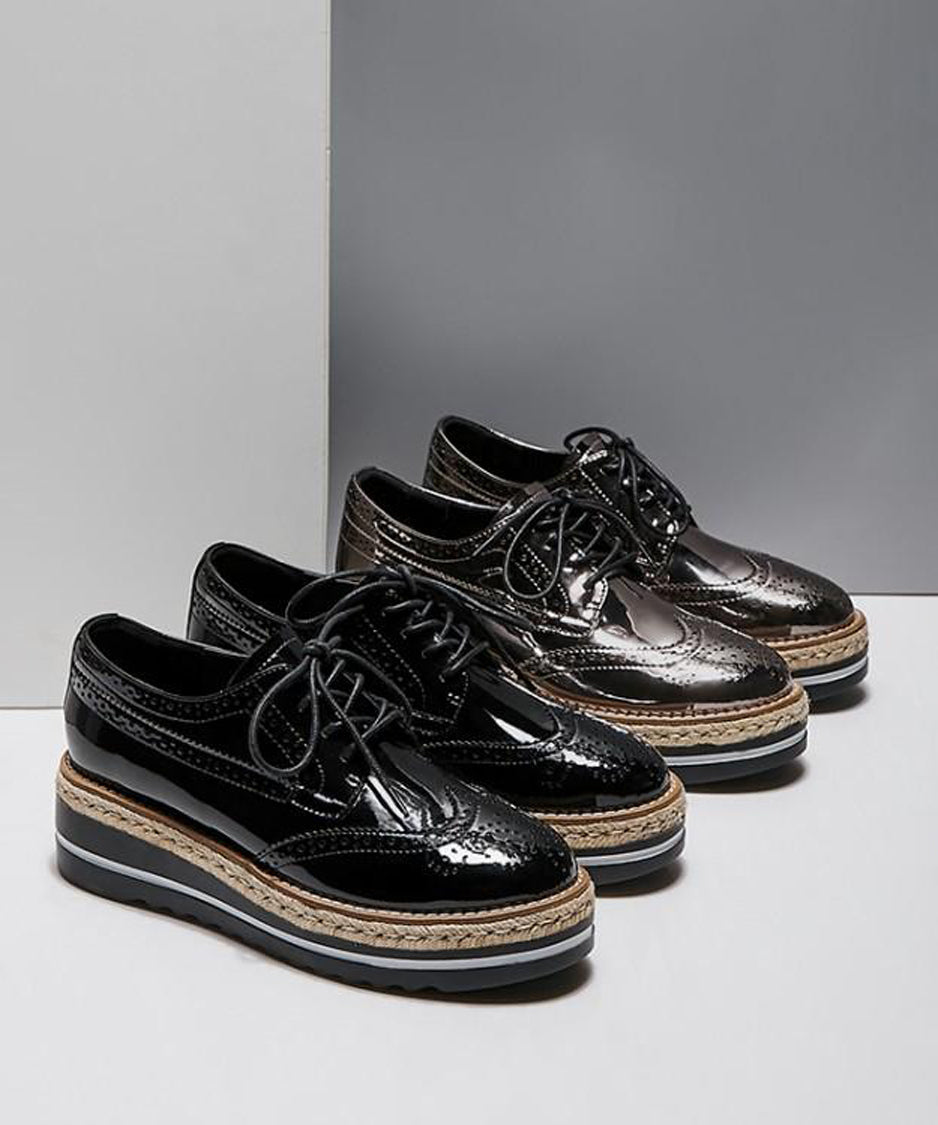 Lace-up Wedge Heel Shoes