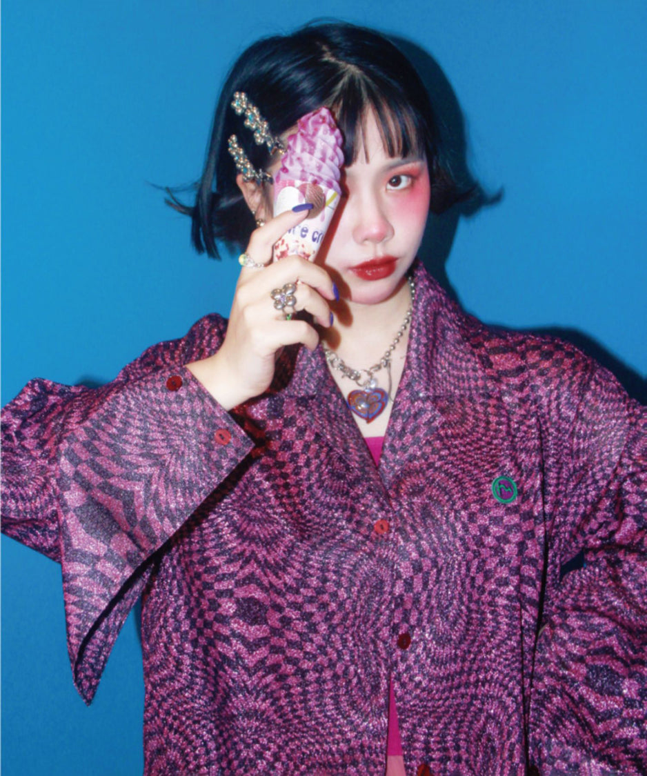 Shiny Checkerboard Blouse
