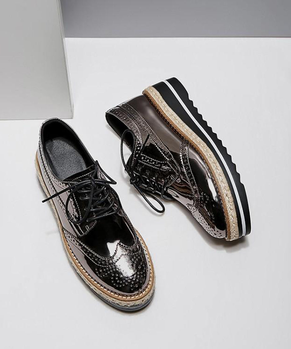 Lace-up Wedge Heel Shoes
