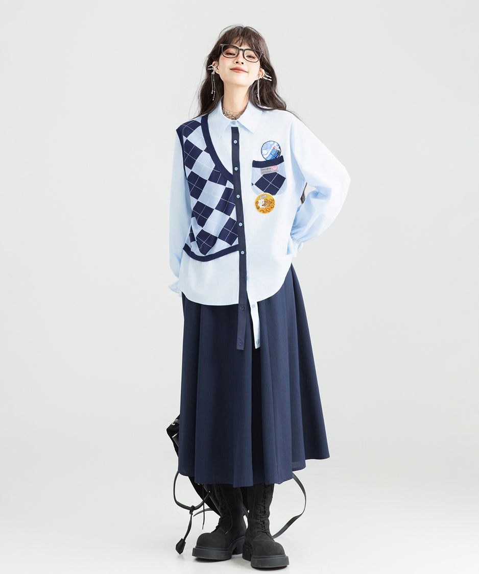 Faux Two-piece Blouse