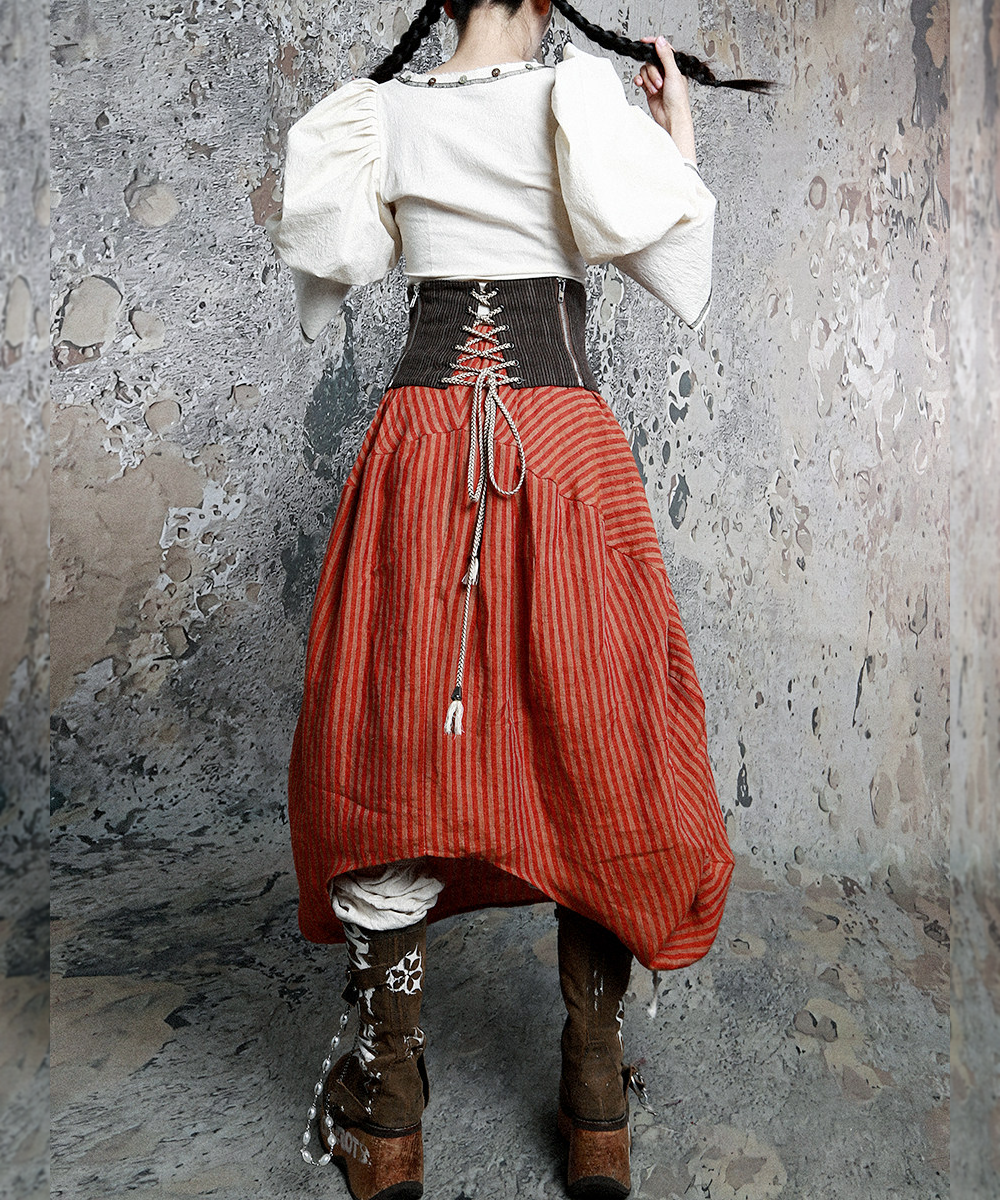 Red Stripe Balloon Skirt