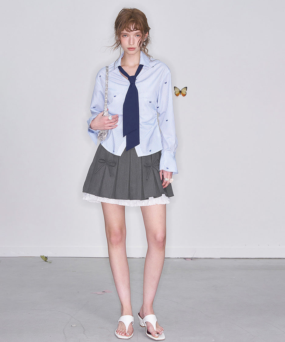 Ribbon Mist Pleat Skirt
