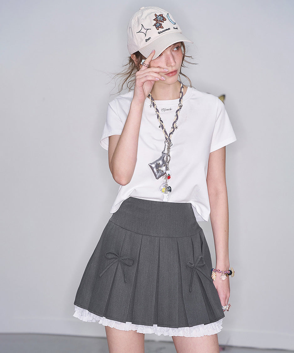 Ribbon Mist Pleat Skirt