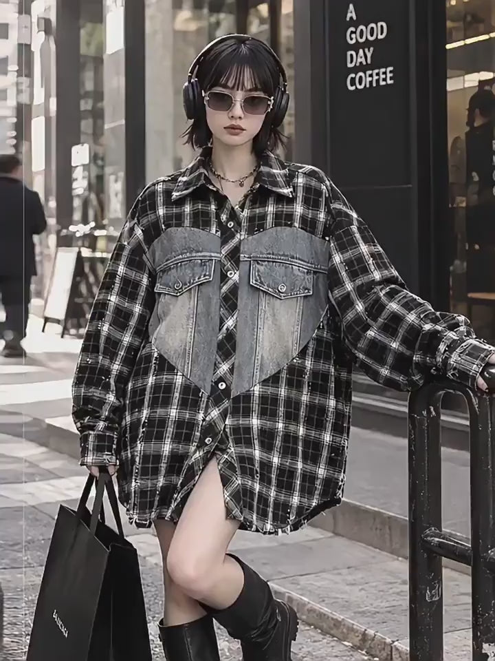BA-1012 Heart Panel Check Shirt video