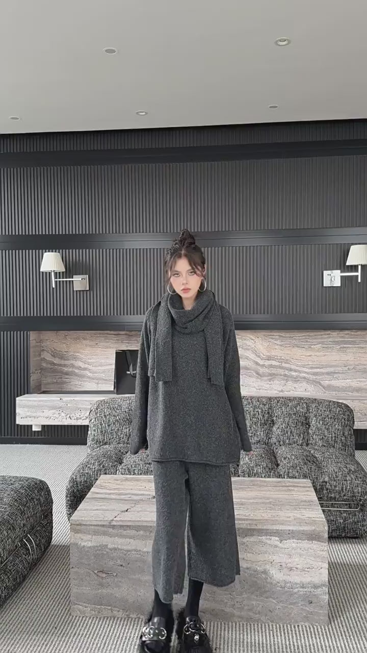 Draped Scarf Culotte Set 着用動画