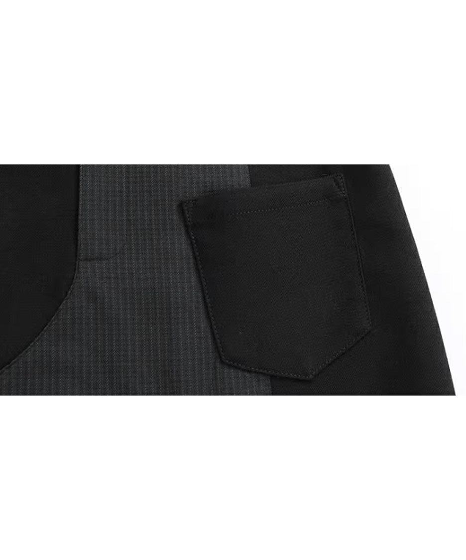 Layered Panel Check Wrap Skirt