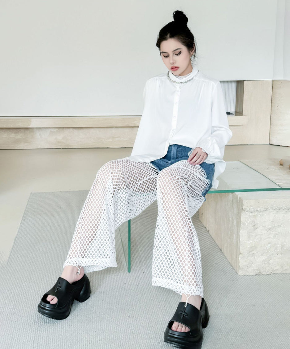 Lace Stand-up Collar Blouse