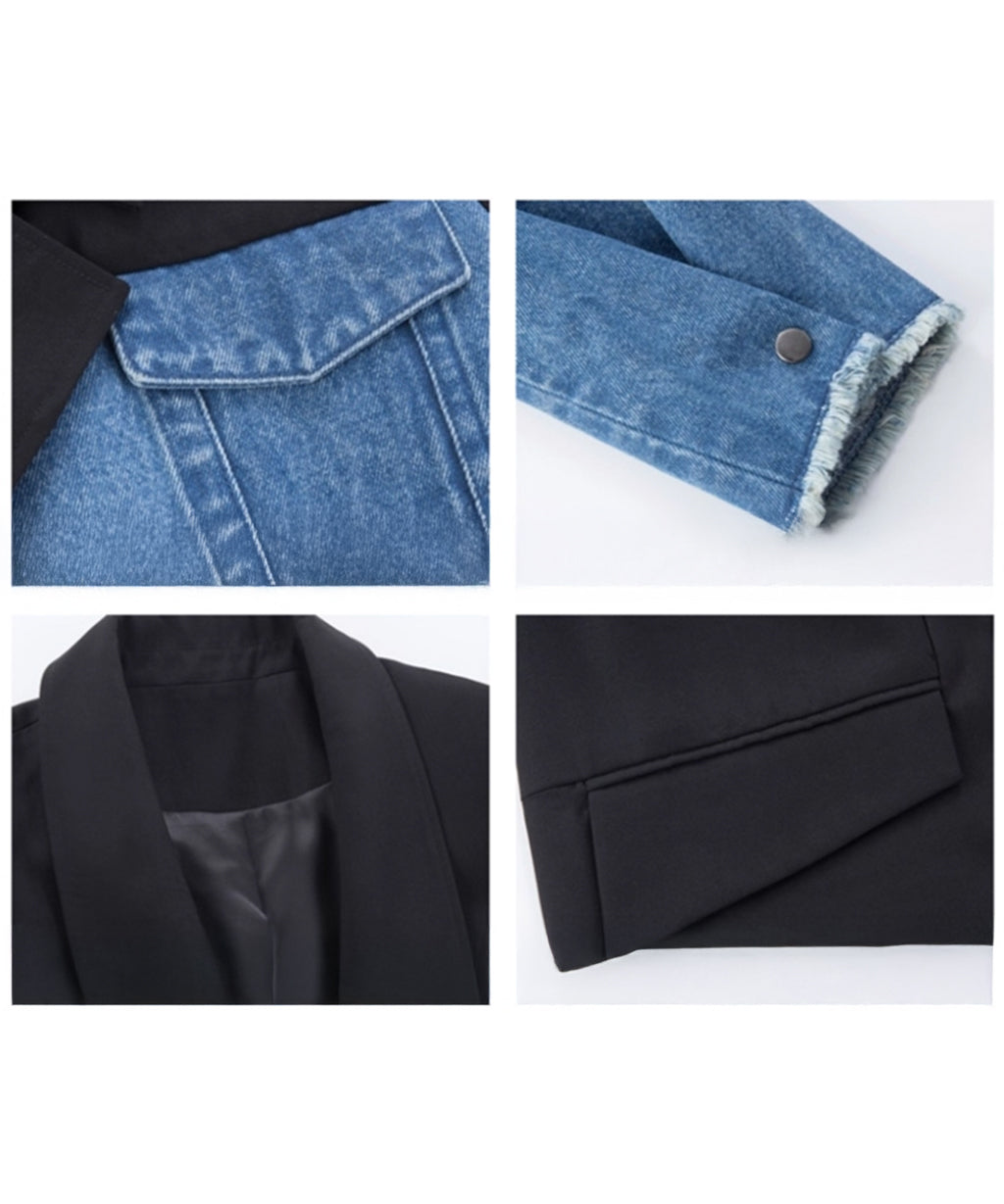 Patch Denim Contrast Jacket