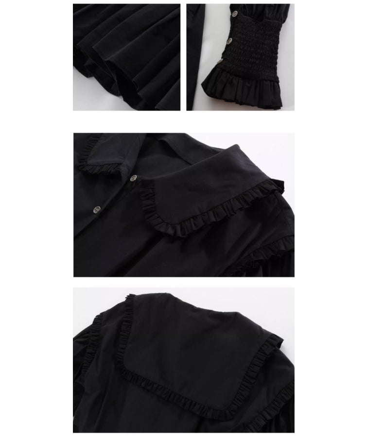 Frill Collar Flare Blouse