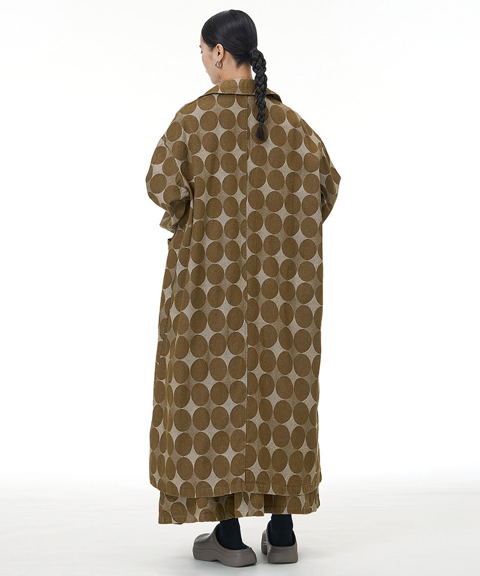 Dot Jacquard Long Coat
