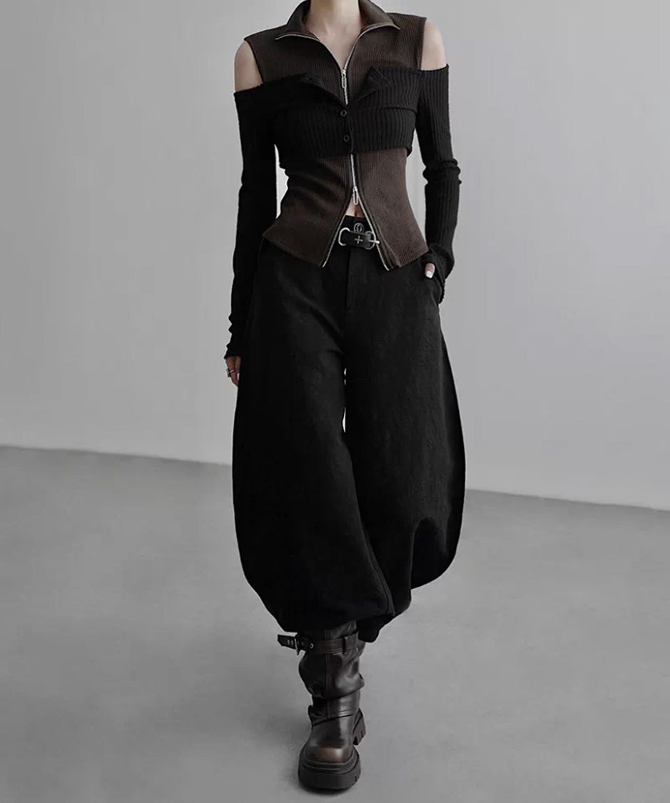 Layered Zip Rib Top