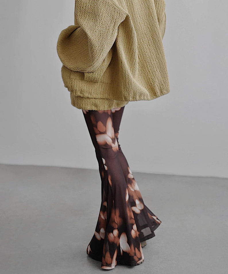 Mesh Suspender Flared Pants