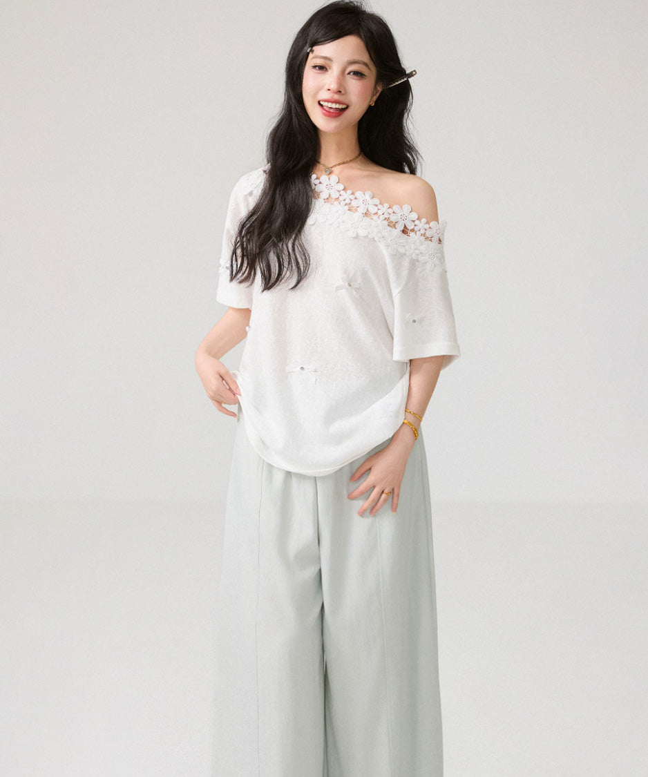 Lace Blossom Shoulder Tee