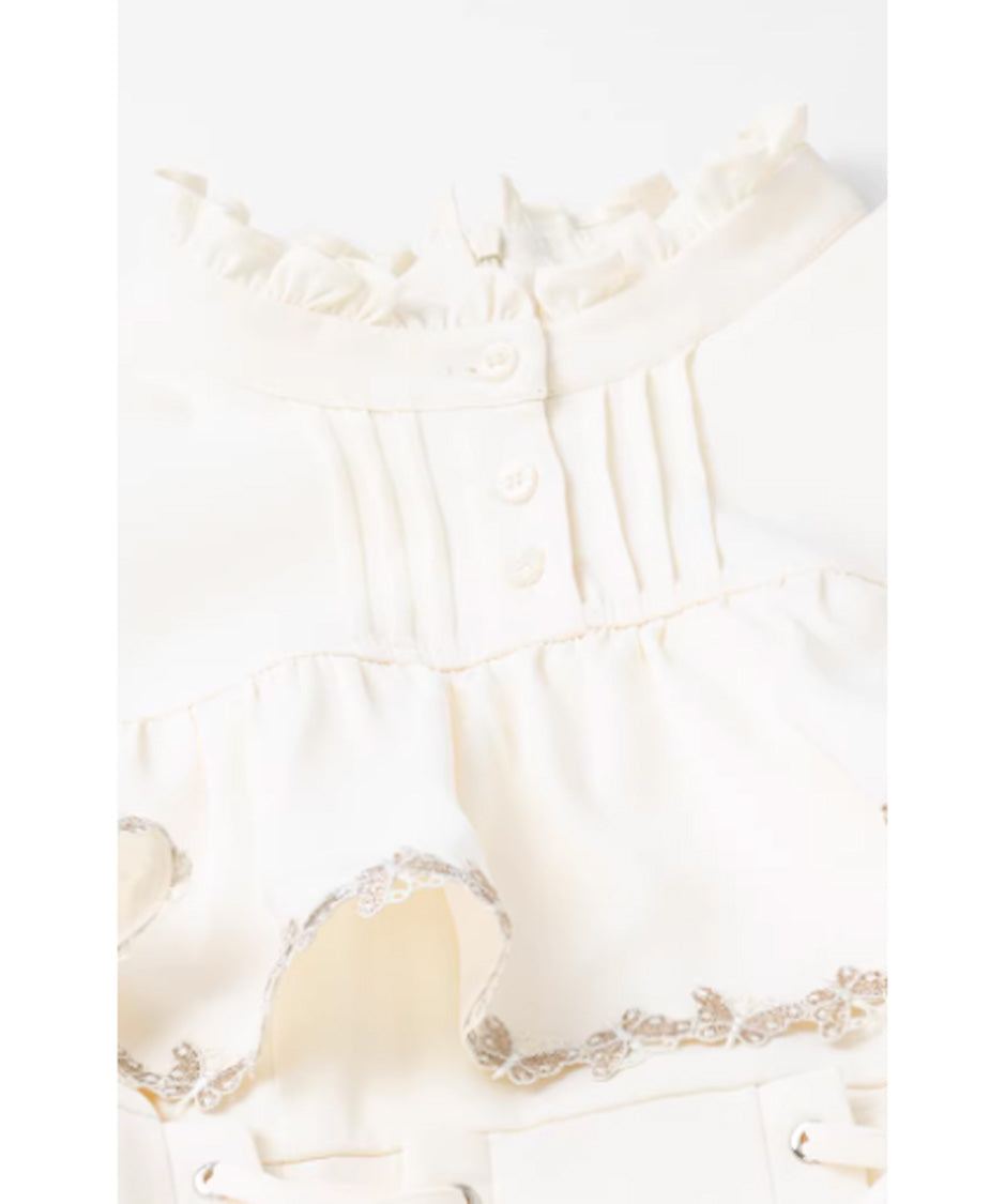 Lace Trim Cape Corset Long Dress